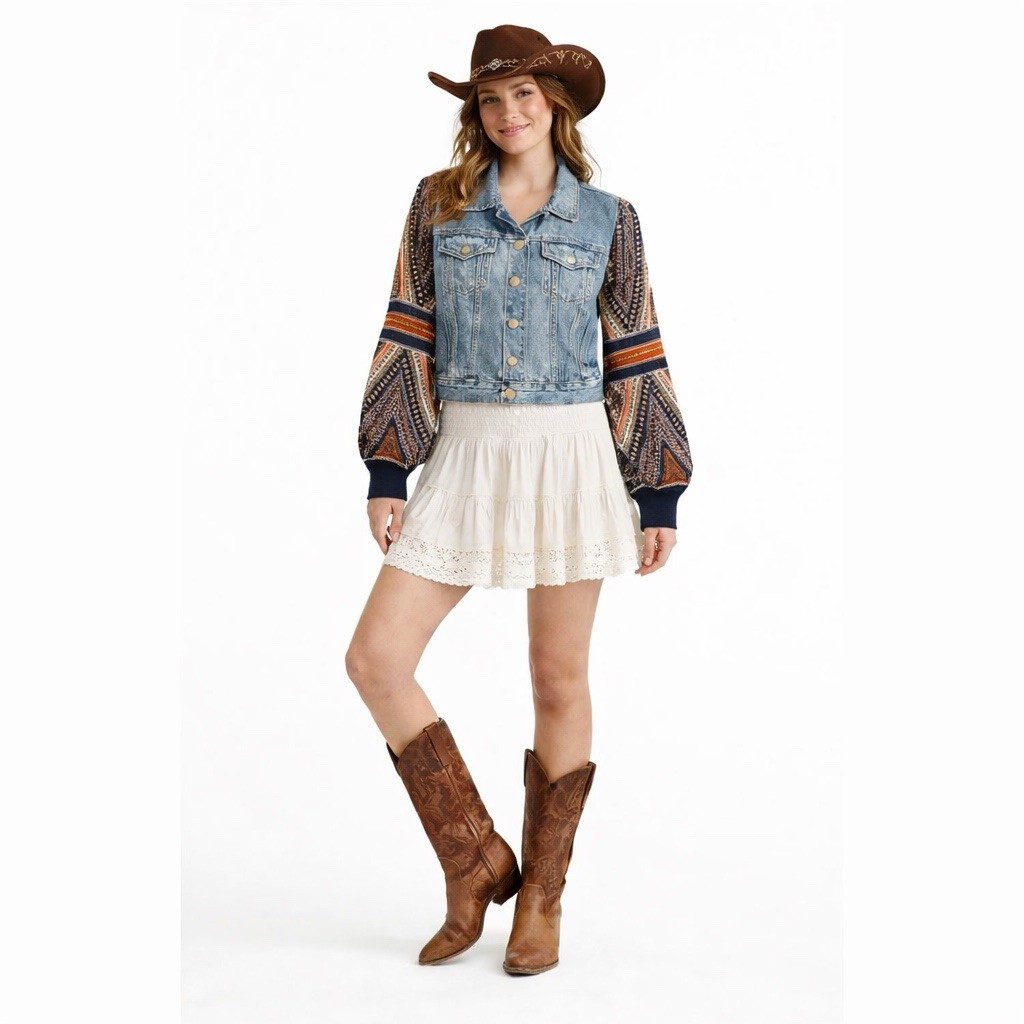 Flying Tomato denim jacket collared button patter… - image 1