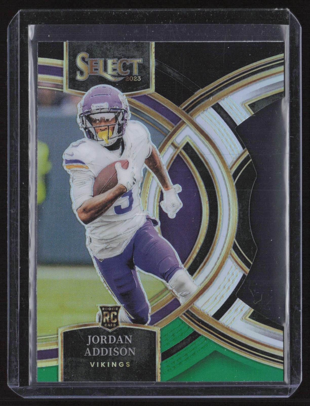 Jordan Addison 2023 Panini Select Green and Yellow Prizms Die Cuts #194 RC