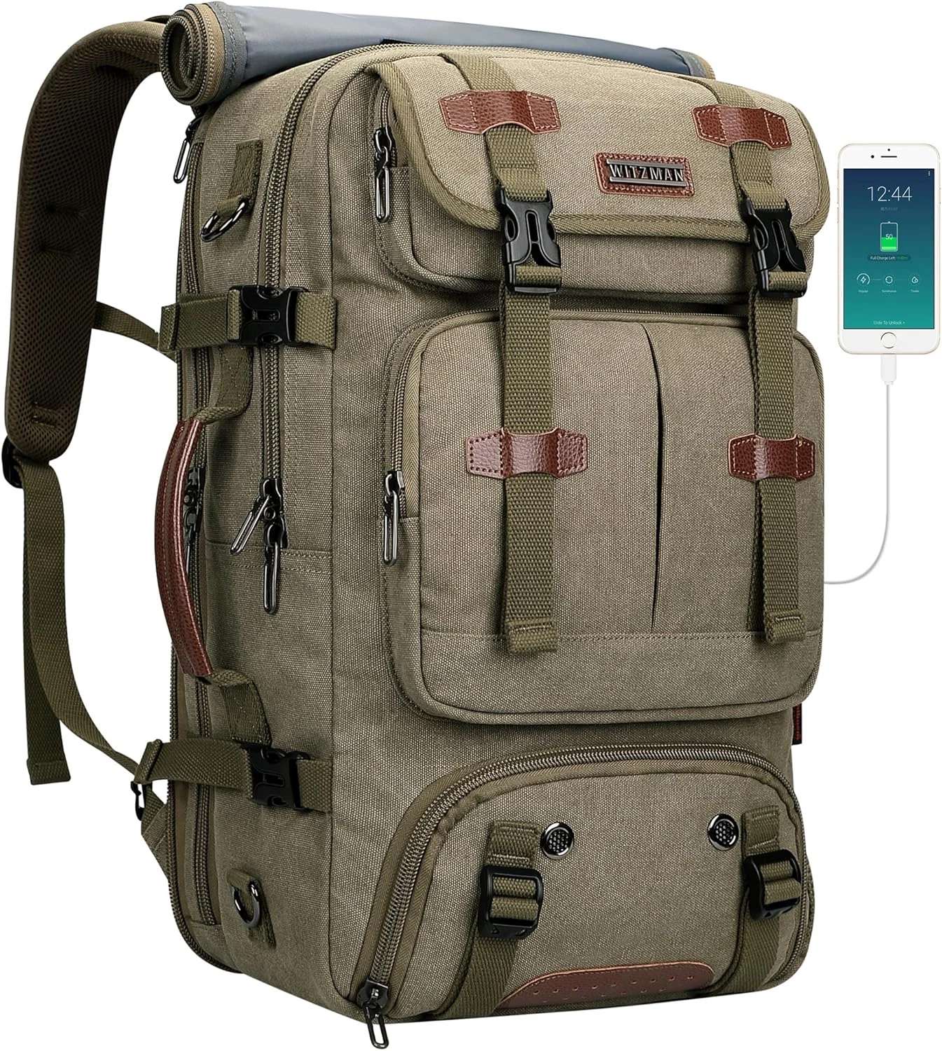 40L Convertible Travel Backpack for Men - Army Green Laptop Bag