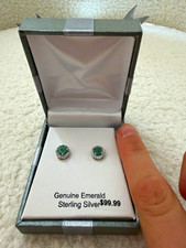 925 Sterling Silver Round Green Emerald Halo ...