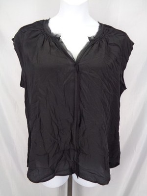 Daniel Rainn Black Silk Blouse Top Size XL Beacon Pintuck Stitch Fix New 