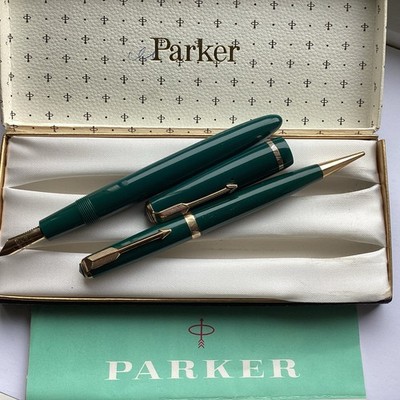 PARKER SENIOR DUOFOLD 14 KT GOLDFEDER FÜLLFEDERHALTER/BLEISTIFT GEWARTET TOP