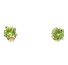 14k Yellow Gold Peridot Solitaire Earrings 0.8g