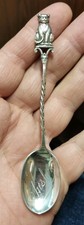 SOLID SILVER SOUVENIR SPOON LEVI & SALAMAN - BIRMINGHAM - CHESHIRE CAT 😺