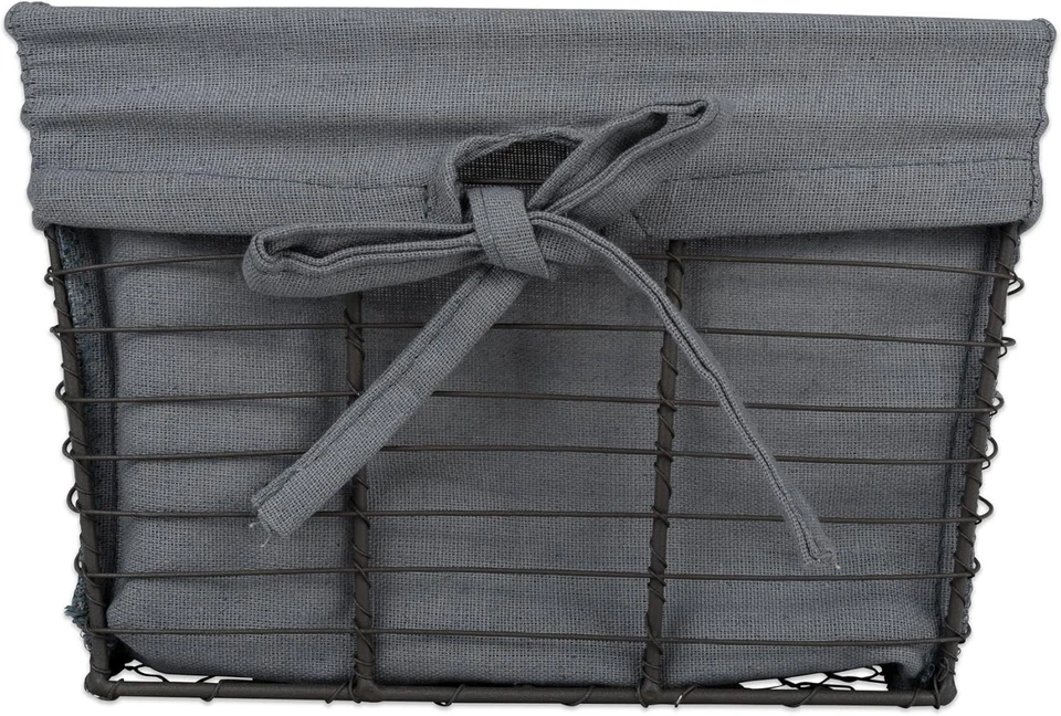 Farmhouse Chicken Wire Storage Baskets with Liner, Small, Vintage Grey, 9"x6"x7" - Image 4 of 4