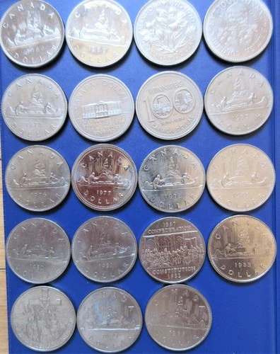 Complete Set 1968 to 1986 Of Canada Nickel Dollar Coins. 19 Voyage Dollars $1
