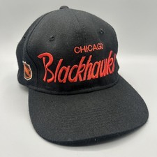 Cappello Vintage Chicago Blackhawks Scritta Logo Snap Back Specialità Sportive Nero
