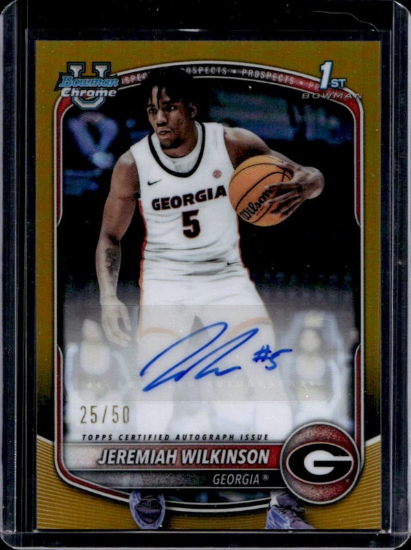 2025-26 Bowman Jeremiah Wilkinson Chrome Auto Gold Refractor 1st #/50 Bulldogs