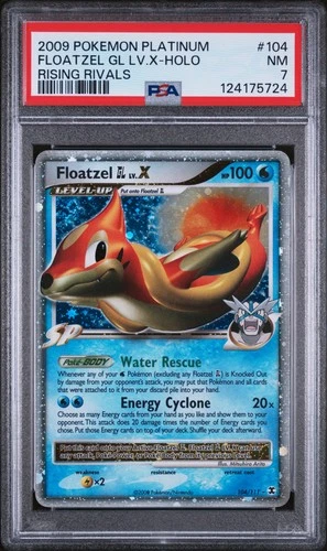 SWIRL Floatzel GL LV.X Pokemon 2009 Holo Rising Rivals English 104/111 PSA 7