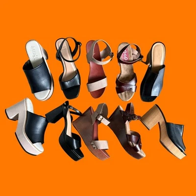 Y2K Boho Minimalist Lot 5 Platform Mules Wedges Size 8 8.5 - Image 1 of 4