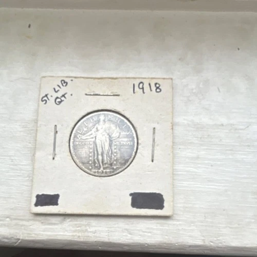 1918 Standing Liberty Quarter 25C Silver 0.9 Fineness Uncertified Collector Coin