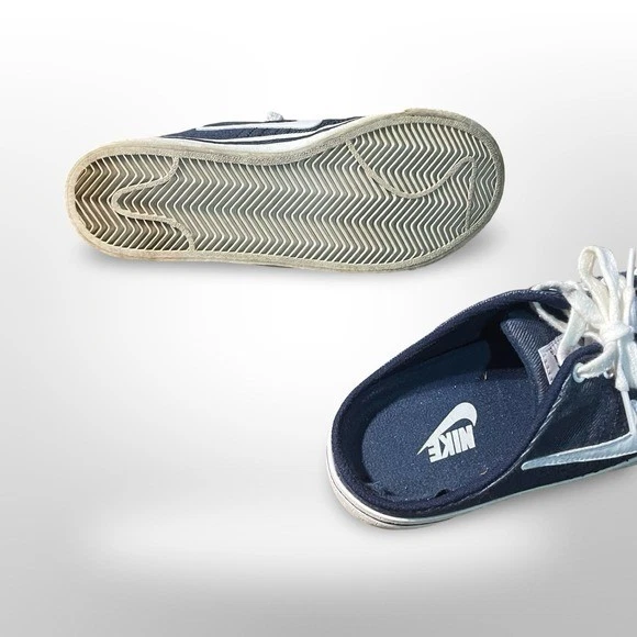 Zapatillas deportivas vintage 2002 Y2K Nike Hermosa talla 7 denim azul blanco sin cordones Foto 4 de 4