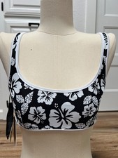 Volcom Coco Scoop Bikini Top Black White Reversible Print Solid Size Multiple