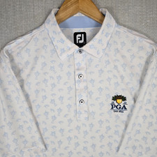 FOOTJOY OAK HILL CC Mens Large Polo Shirt PGA Championship Print White Golf