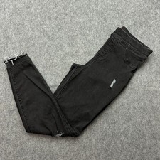 Spanx Pull On Skinny Jeans Women's Size Large Vintage Black Distressed Denim