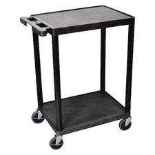 Utility Cart With Lipped Plastic Shelves, 300 Lb Load Capacity, 2 Shelves, 24