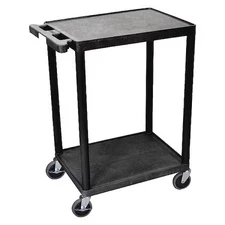 Utility Cart With Lipped Plastic Shelves, 300 Lb Load Capacity, 2 Shelves, 24