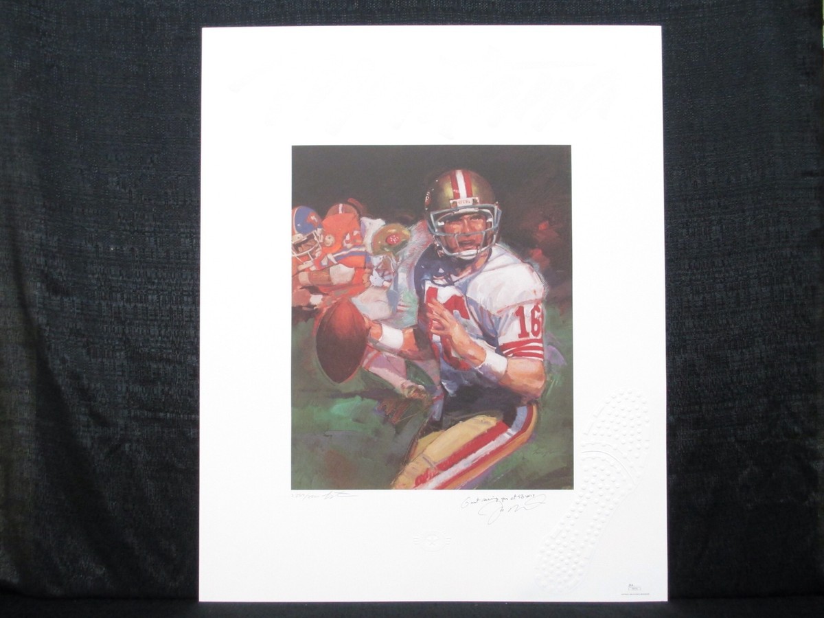 Joe Montana Signed 49ers Super Bowl XXIV Lithograph W/ Cleat JSA