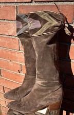 Vintage 80 s Joan David Couture Italian Suede Tall Boots 6-6.5