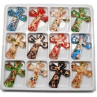 2 Boxes Handmade Gold Sand Lampwork Cross Big Pendants Crafts 60x48x6mm12pcs/box