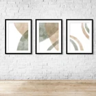 Beige Green Modern Abstract Wall Art Print Picture 1 Or Set Of 3