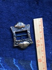 Vintage Cool Hammered Center Bar Bronze Lacquered Copper Belt Buckle 4"L x3"W
