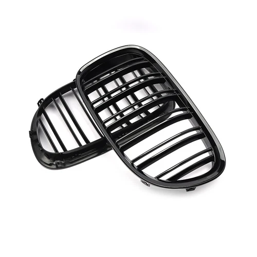 For BMW F01 F02 2009-2015 2Pcs Gloss/Matte Black Dual Slat Front Bumper Grilles - Picture 9 of 17