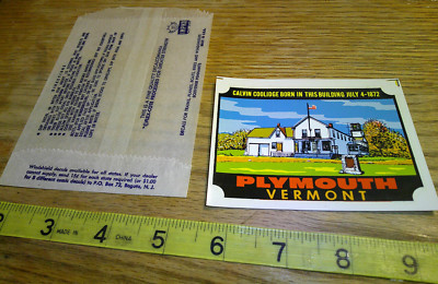 Vintage original Impko travel water decal Calvin Coolidge 1872 Plymouth Vermont
