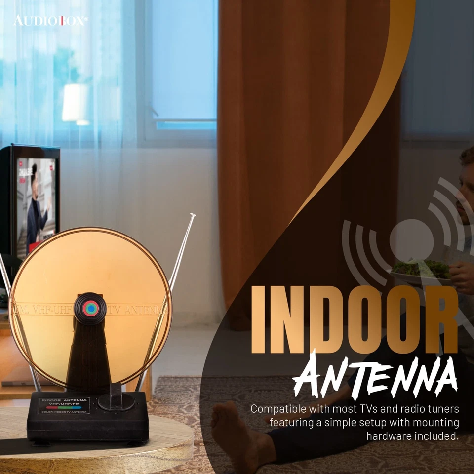 Antena interior digital HD - Soporta 1080P HDTV, FM, VHF, UHF 12dB Ganancia, Telesco Foto 2 de 4