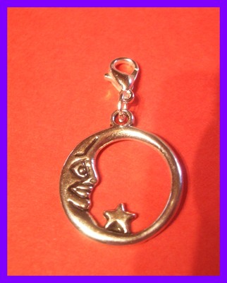 Mond mit Stern Charms Armband Anhänger Kettenanhänger m. Karabiner NEU  (D35)