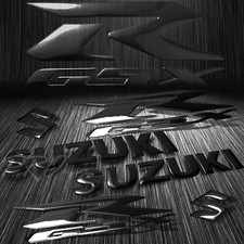 5.75" 3D Vinyl Logo&Letter Decal+6.25" GSXR Fairing Sticker Suzuki Glossy Black