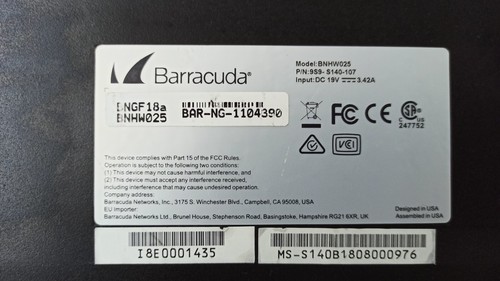 Barracuda Firewall F18 VPN Router Security Appliance BNHW025 - Bild 2 von 5