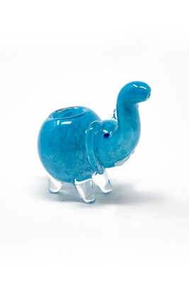 4'' Collectible Teal Elephant TOBACCO Glass Hand Smoking Pipe - Fast Shipping