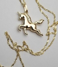 14k Real Yellow Gold Unicorn Pendant