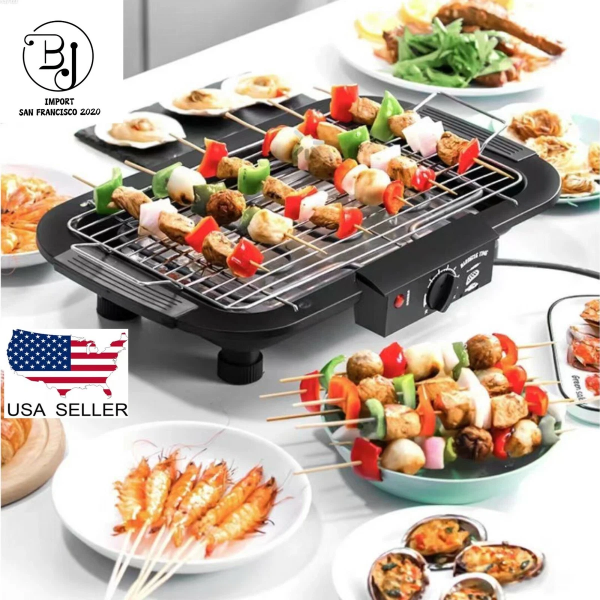 2 in 1 Smokeless Electric Grill & KOREAN Barbecue Portable Indoor Outdoor  BBQ