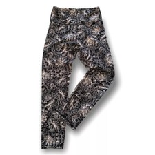 Medium Marika Black White Women's Patterned Floral Leggings Activewear Cropped 2