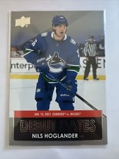 Nils Hoglander 2021-22 Upper Deck Series 1 Hockey Debut Dates Insert #DD-17