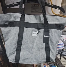 Journeyman Carry All Tote Black/Gray Canvas with Red Stripes inside New
