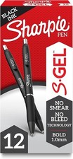 SHARPIE S-Gel Gel Pens Bold Point 1.0mm Black 12 Count Pack of 1 Black New