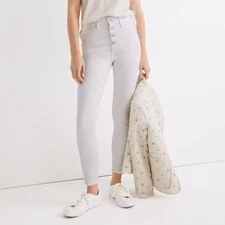 NWT Madewell 10" high-rise button front skinny crop jeans in pure white Sz 27
