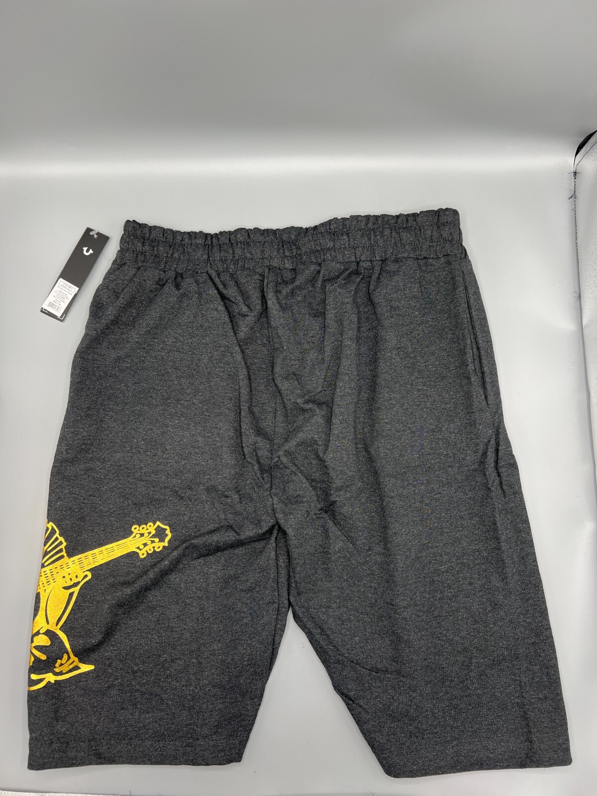MENS SIZE LARGE TRUE RELIGION CHARCOAL GRAY/GOLD LOUNGE SHORTS W/POCKETS - NWT thumbnail 2