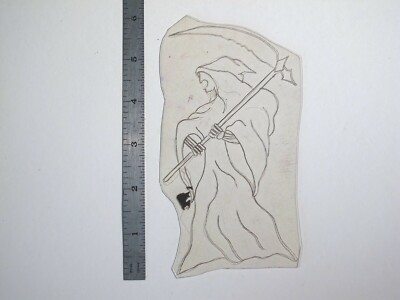 vtg 1960s 70s Tattoo Flash acetate stencil Reaper Looking Down REP1