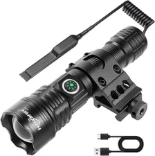 Tactical Flashlight Type-C USB Rechargeable 6000 lumens 3 Light Mode Telescopic