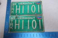 Vermont License Plate Tag VT 1976 76 Truck Pair Set H1101