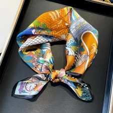 100% Silk 21'' Scarf Small Bandana Women Fashion Leopard Headband Kerchief Wrap