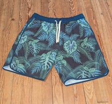 Fair Harbor Anchor Swim Trunks Size XL Blue Green Lined Floral 8" Inseam Shorts