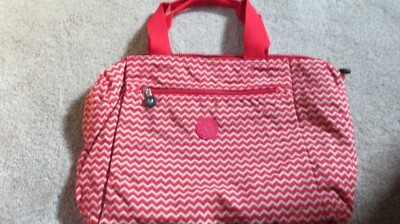 ESBAG-WOMEN'S LARGE RED/OFFWHITE ZIG-ZAG PATTEREND HANDBAG