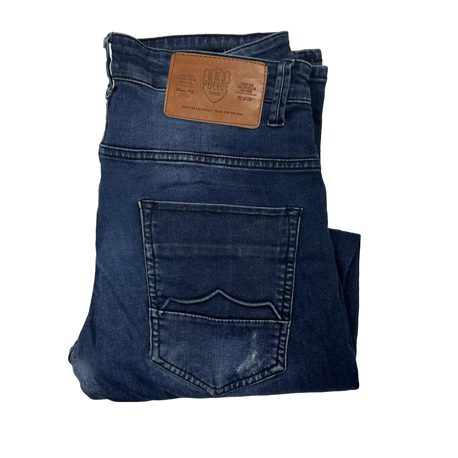 883 Police Moriarty Men's Denim Jeans Size 32 Dark Blue Slim Fit Button Fly