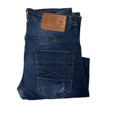 883 Police Moriarty Men's Denim Jeans Size 32 Dark Blue Slim Fit Button Fly