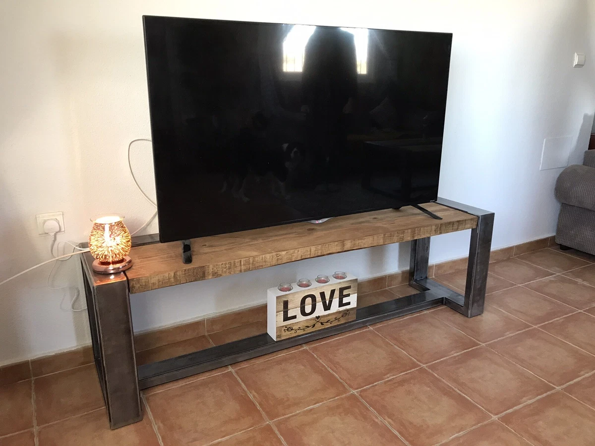 Tv Stand Rustic Industrial Steel Wood Custom Bespoke All Sizes eBay